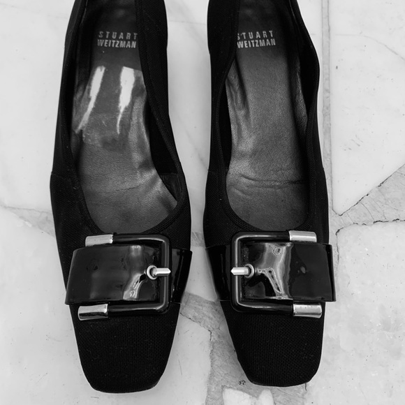 STUART WEITZMAN black 2” heels. Buckle on toe. - Picture 1 of 4